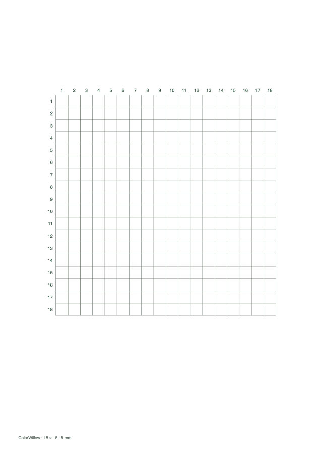 A4 export of the matching empty 18 by 18 numbered practice grid.