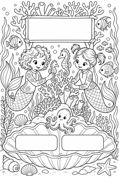 Mermaid friends in the coral garden