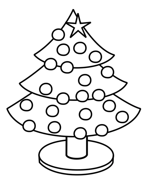 Christmas tree outline with a star and round ornaments.