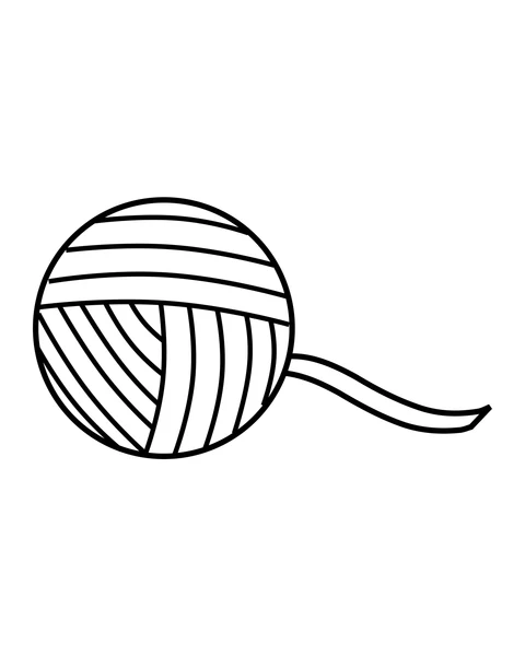 A round ball of yarn with broad curved strands and a loose end.