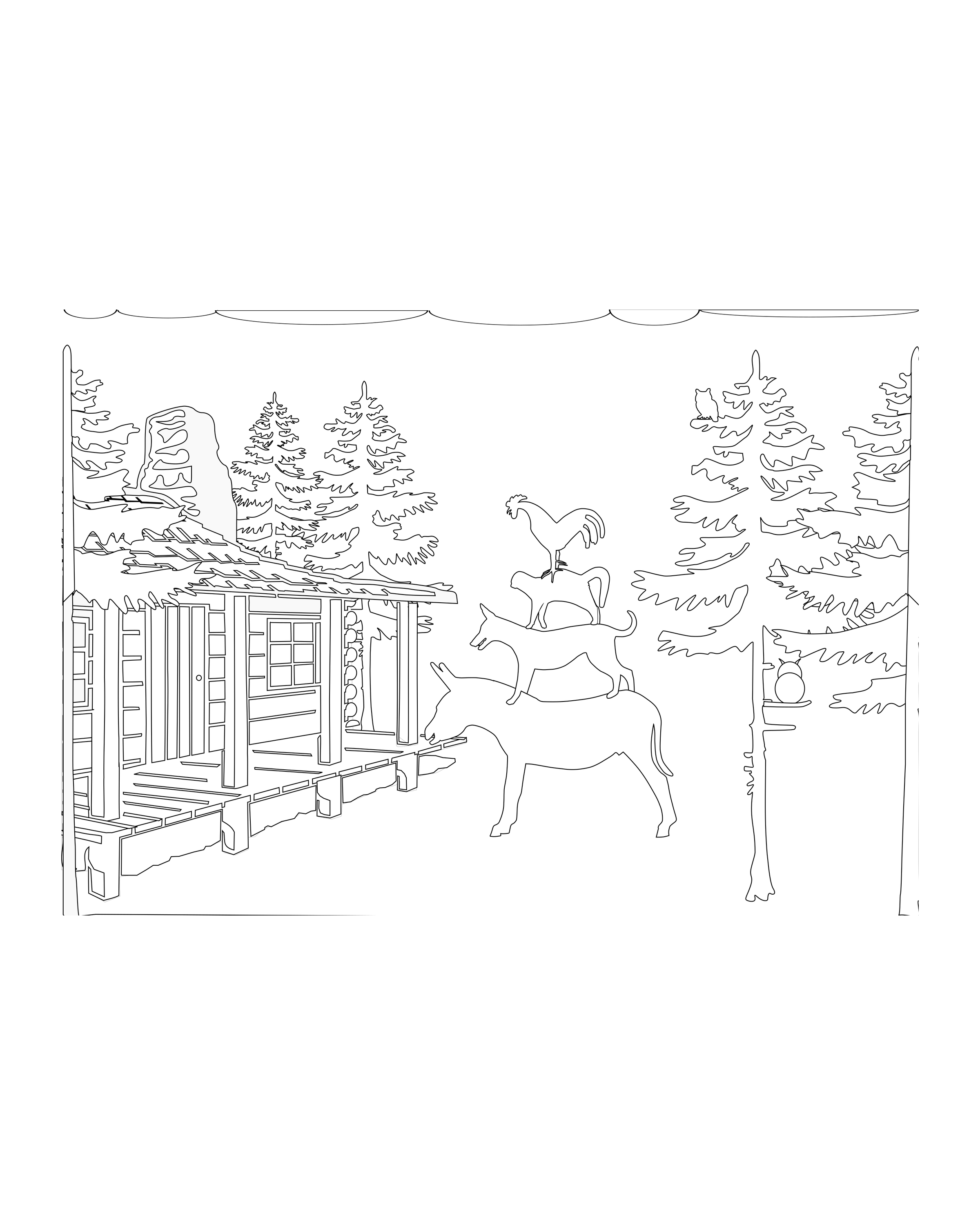 Animals beside a Woodland House