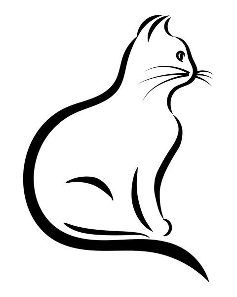 Seated Cat with Raised Head