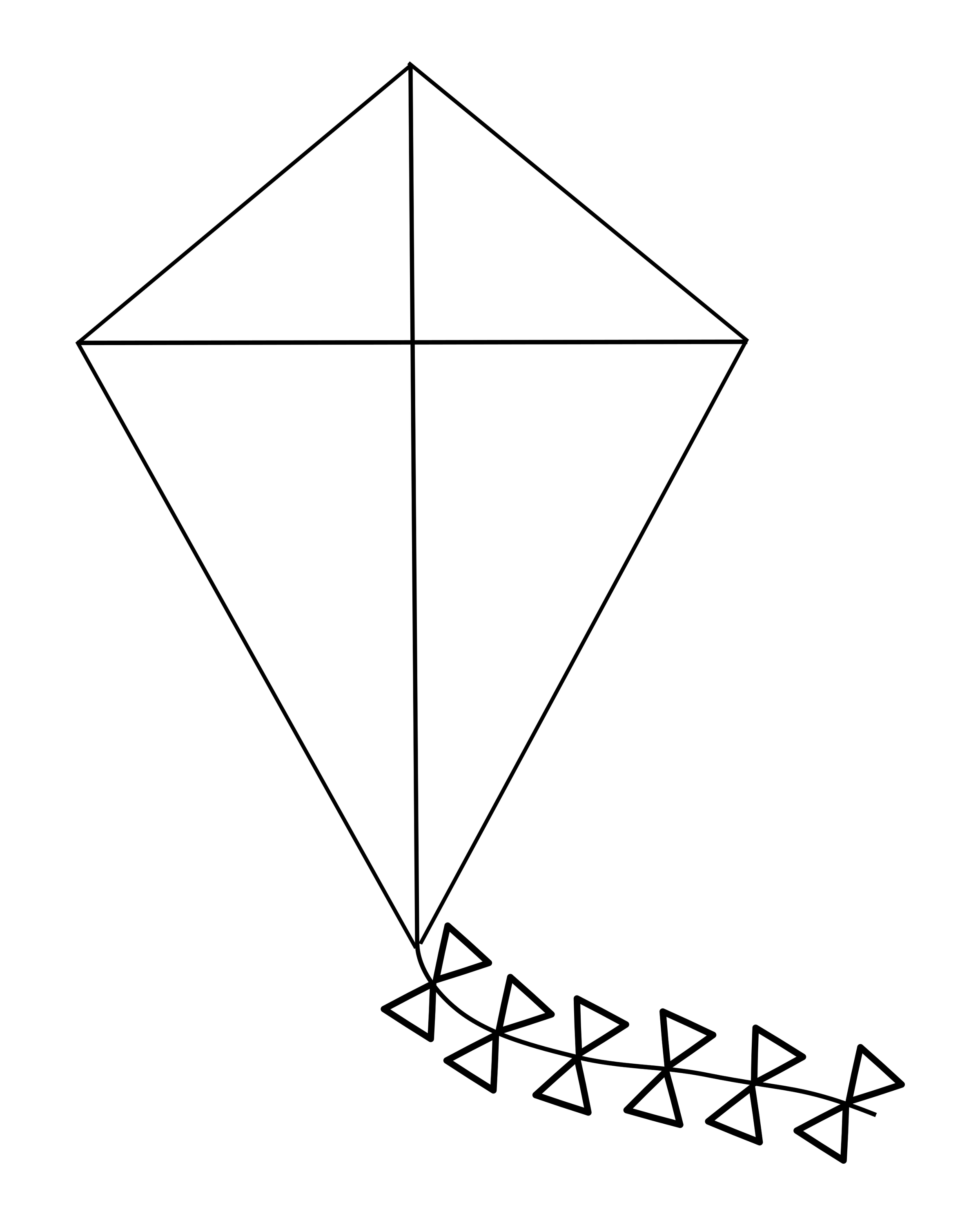 A diamond-shaped kite divided into four panels, with bows along its curved tail.