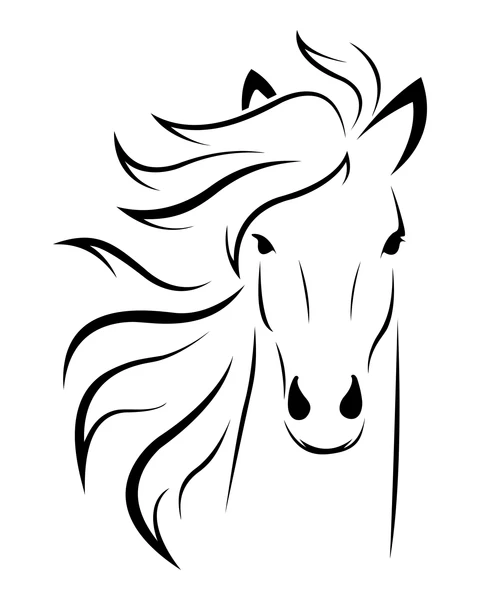 たてがみがなびく馬の顔