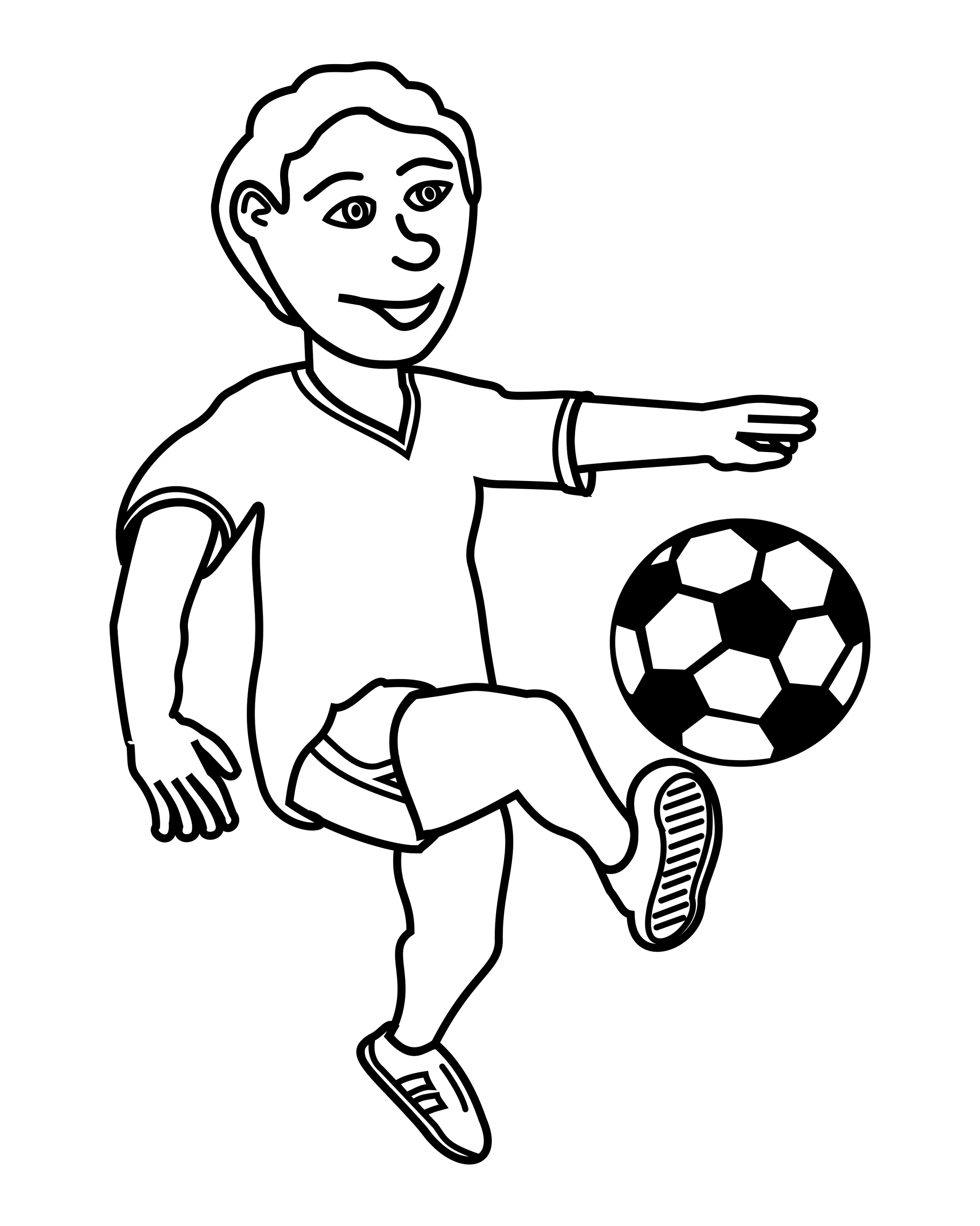 A boy in a shirt and shorts lifts one foot to kick a soccer ball.