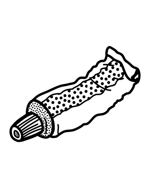 A crumpled tube with a ridged cap and dotted shading.