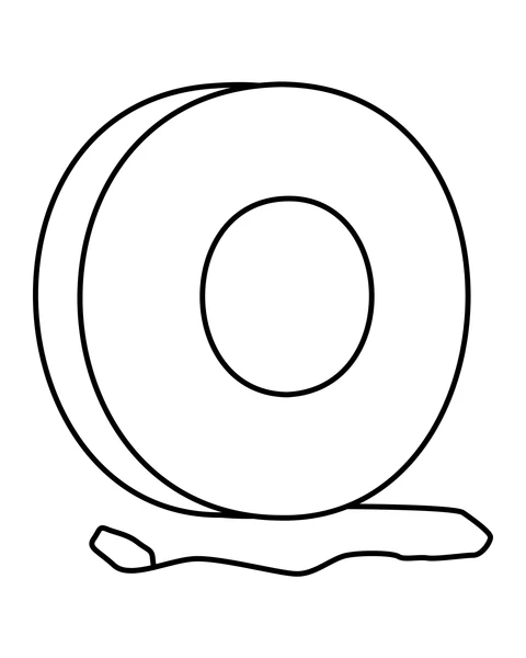 A round yo-yo with a circular center and a loose string.