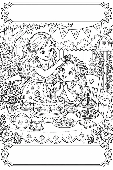 庭で妹の誕生日パーティー