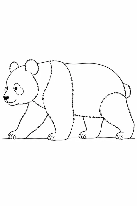 A giant panda walks on all fours in a simple side-view scene.
