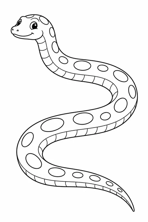 A spotted snake stretches into a broad S shape with its whole tail in view.