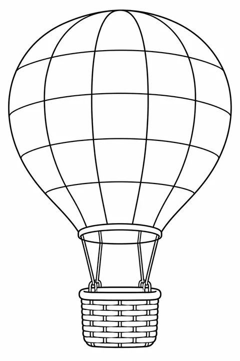 Large patchwork panels cover a balloon with a basket hanging below.