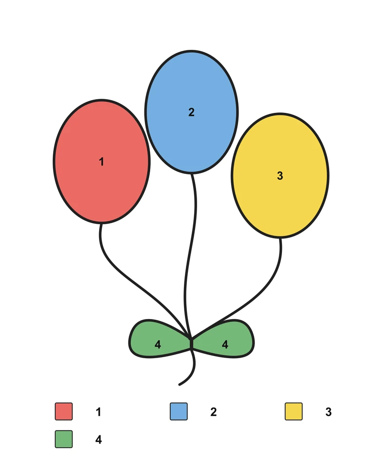 Balloons: Addition and Subtraction Coloring — Answer key