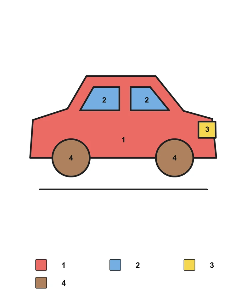 Car: Addition and Subtraction Coloring — Answer key