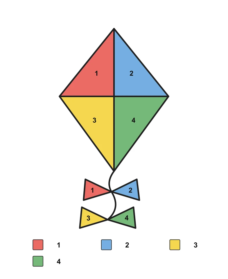 Kite: Addition and Subtraction Coloring — Answer key
