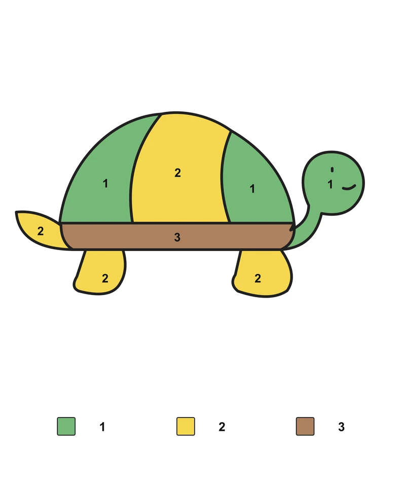 Turtle: Addition and Subtraction Coloring — Answer key