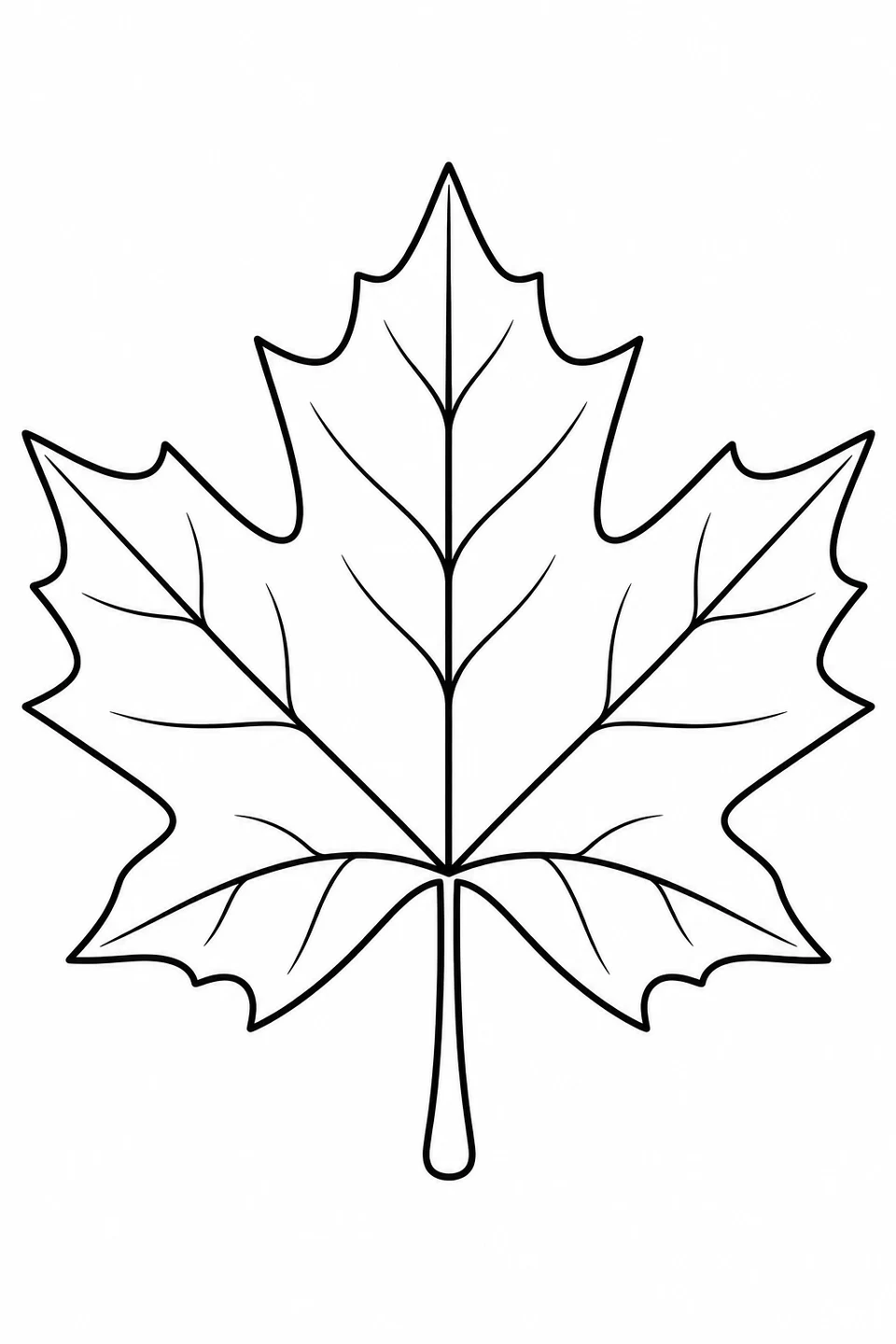 A large maple leaf has clear veins and open areas for autumn colors.