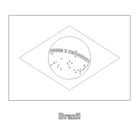 Brazil Flag Coloring Page