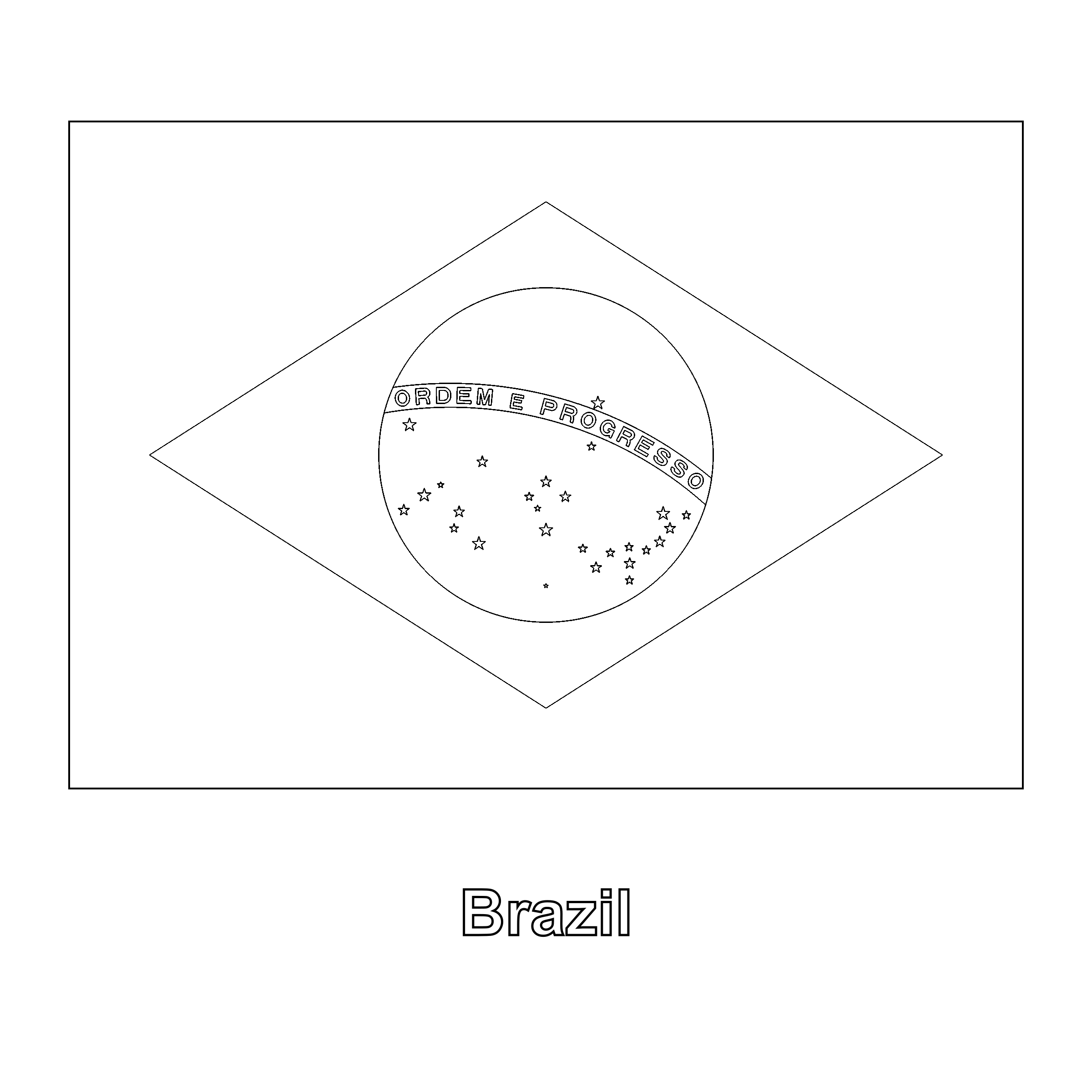 Brazil Flag Coloring Page