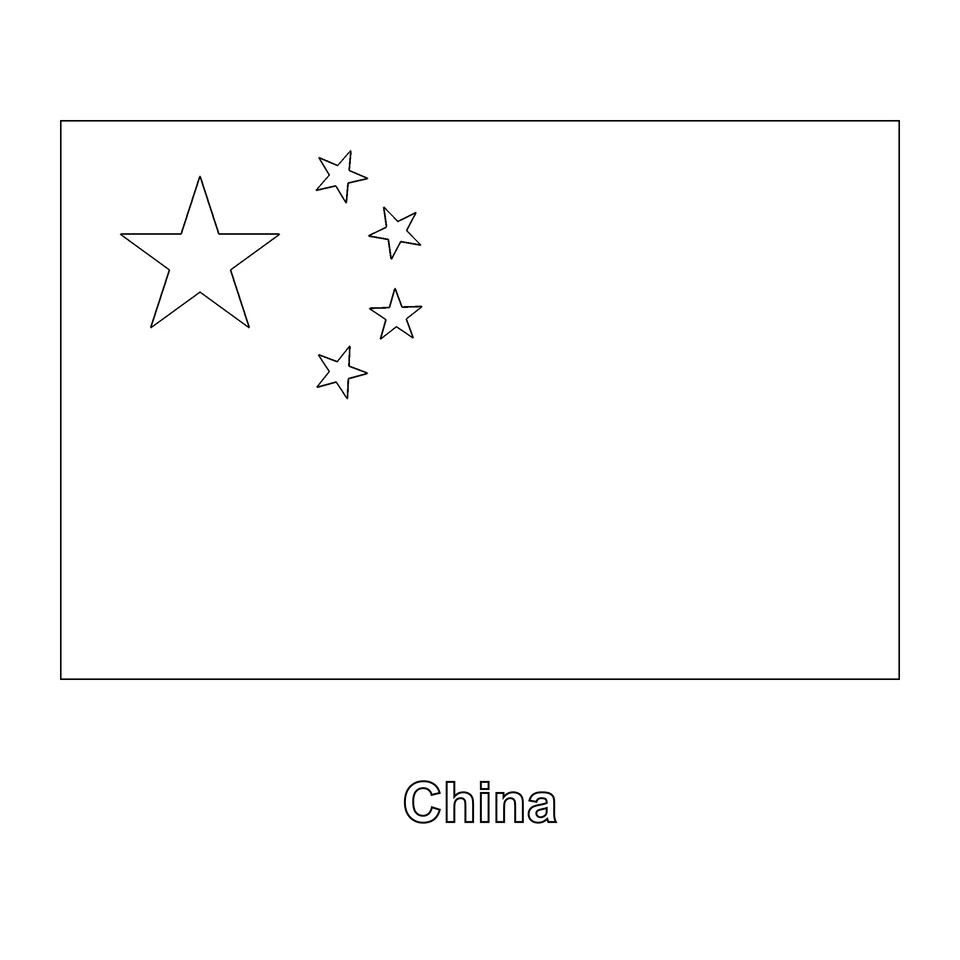 China Flag Coloring Page