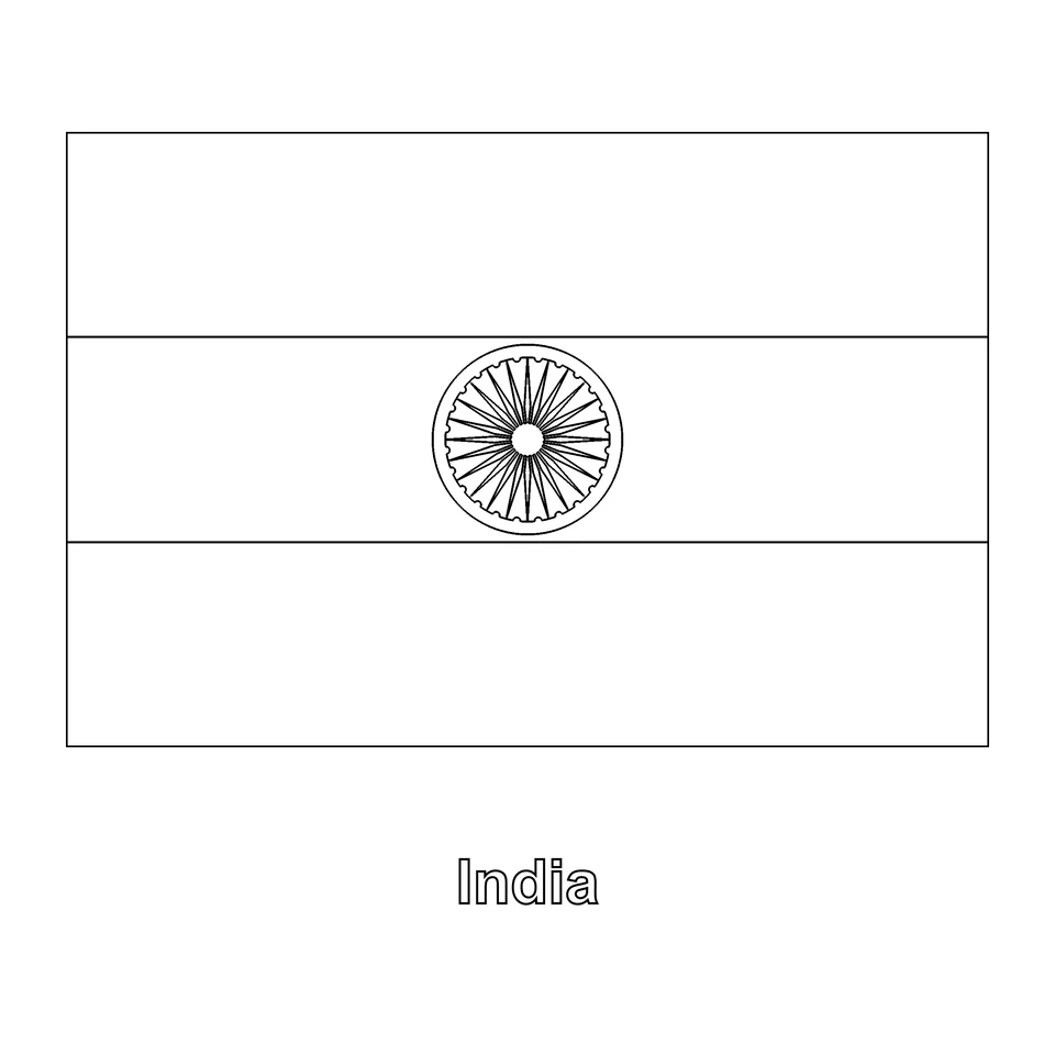 India: bandera para colorear