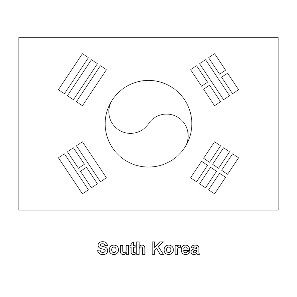 Südkorea: Flagge zum Ausmalen