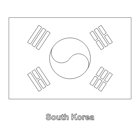 South Korea Flag Coloring Page