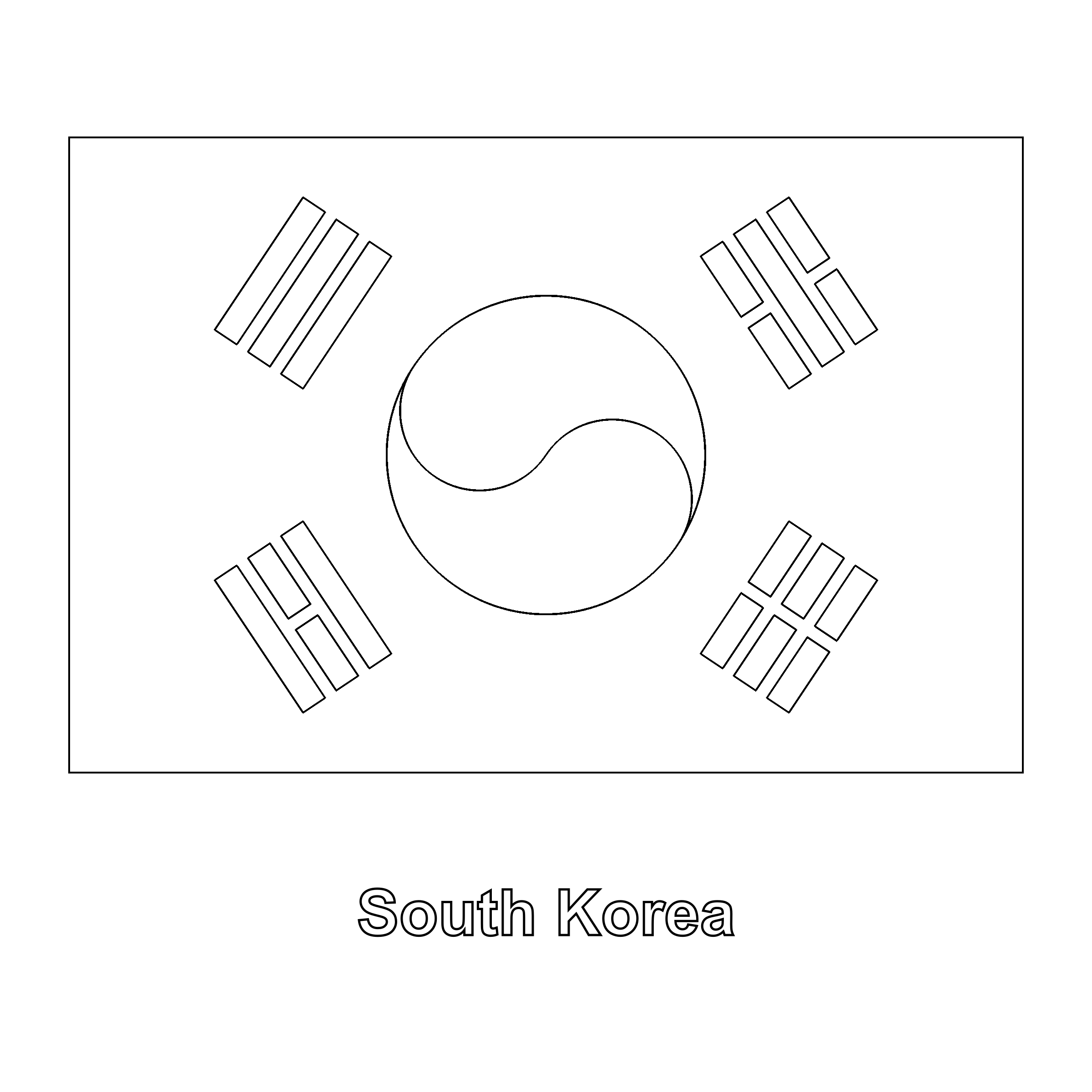 South Korea Flag Coloring Page