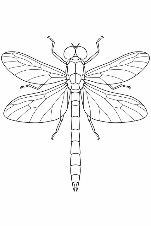 A single dragonfly spreads four veined wings around a long segmented body.