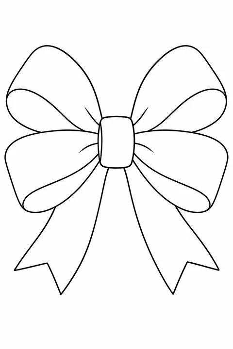 Four rounded loops sit in two layers around a central knot, with two notched tails below.