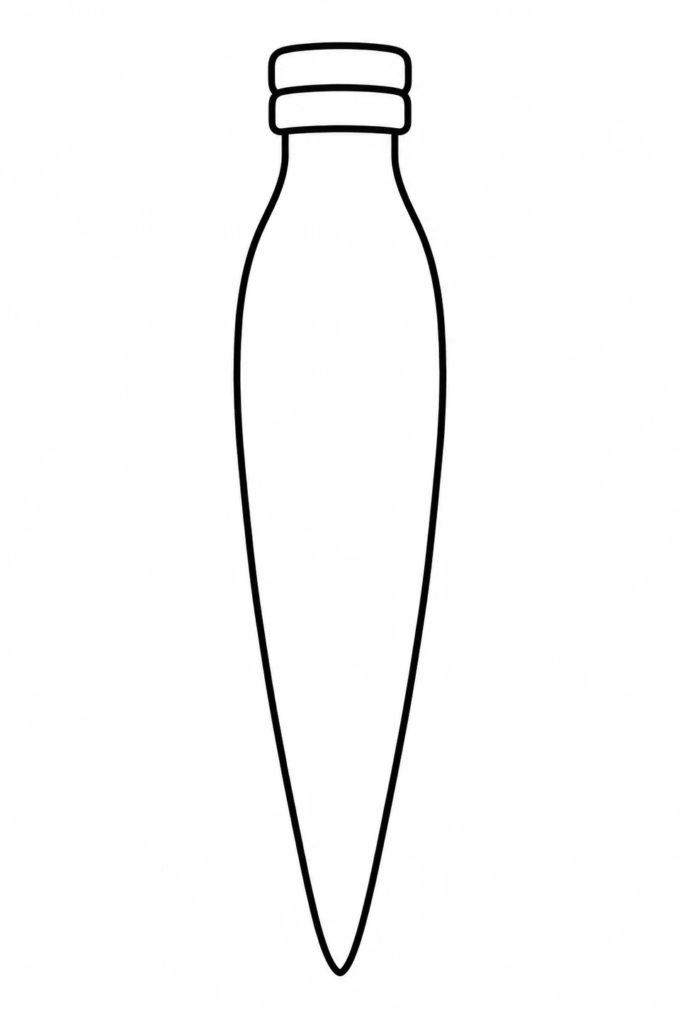 A narrow light bulb tapers to a long pointed tip below a short cap.