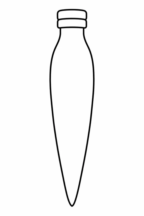 A narrow light bulb tapers to a long pointed tip below a short cap.
