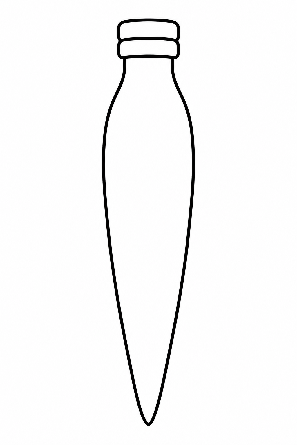 A narrow light bulb tapers to a long pointed tip below a short cap.