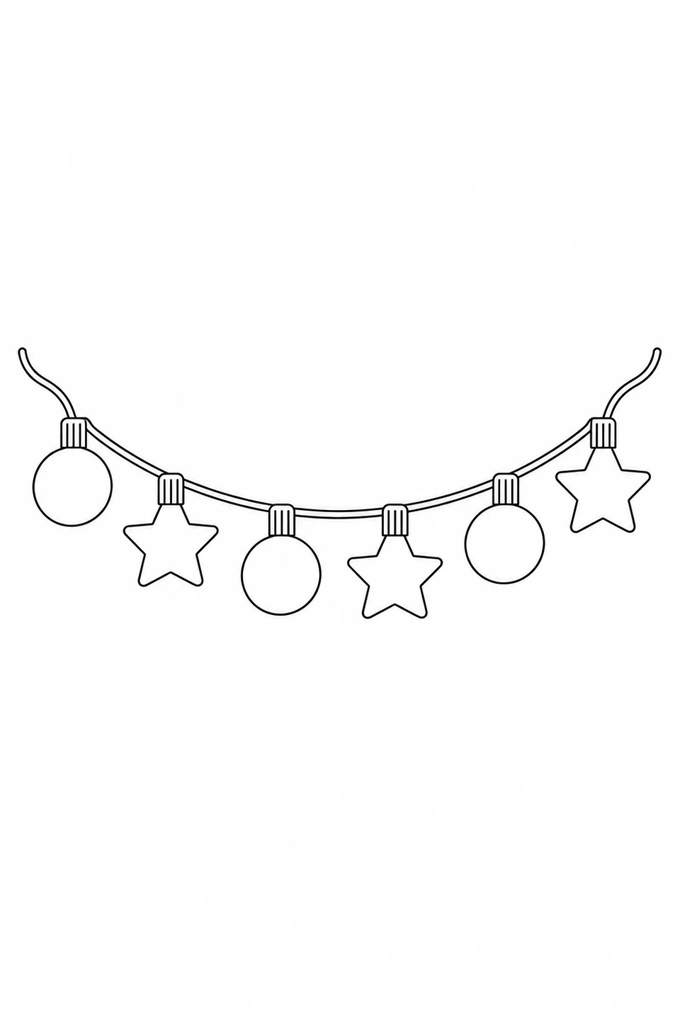 Three round lights and three star-shaped lights alternate along a curved strand.