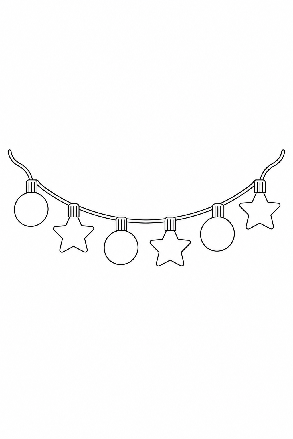 Three round lights and three star-shaped lights alternate along a curved strand.