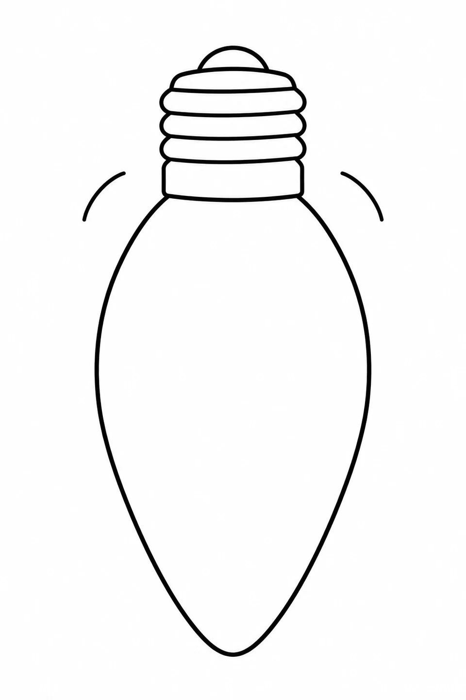 One large oval light bulb has a banded cap and two short curved marks beside it.