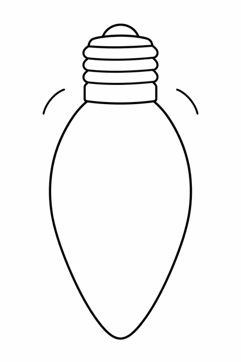 One large oval light bulb has a banded cap and two short curved marks beside it.