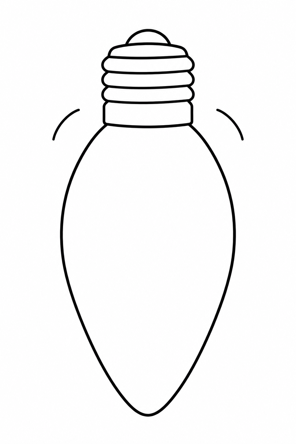 One large oval light bulb has a banded cap and two short curved marks beside it.