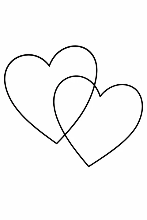 Two large heart outlines cross in the middle, leaving a clear shared area.