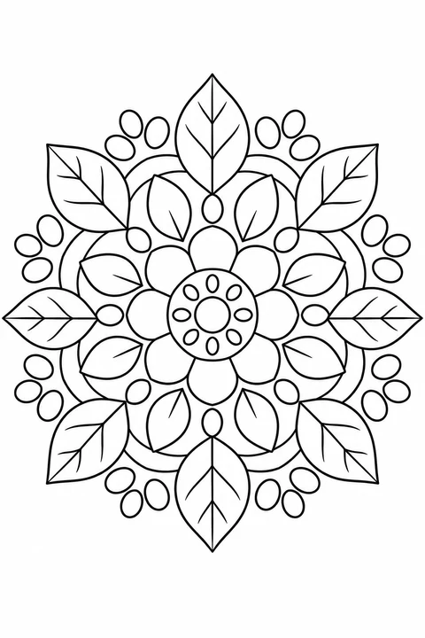 Broad leaves and petals form a repeating circular garden pattern.