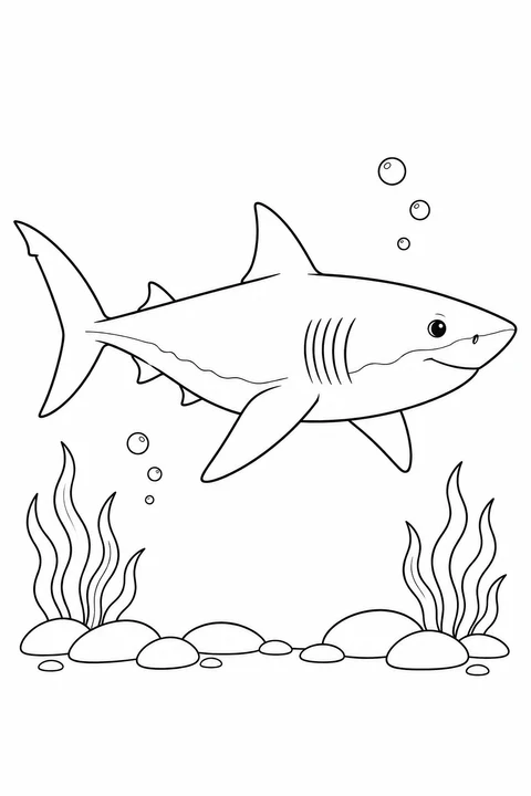 Great White Shark Swimming Calmly