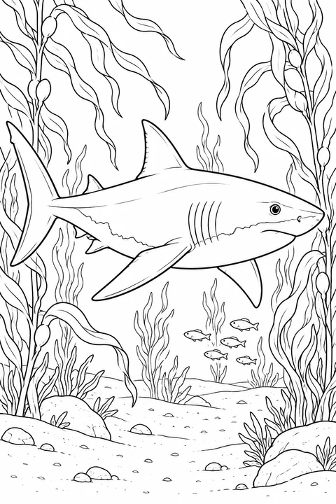 Great White Shark in the Kelp Forest