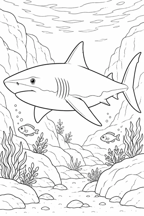 Great White Shark in the Rocky Cove