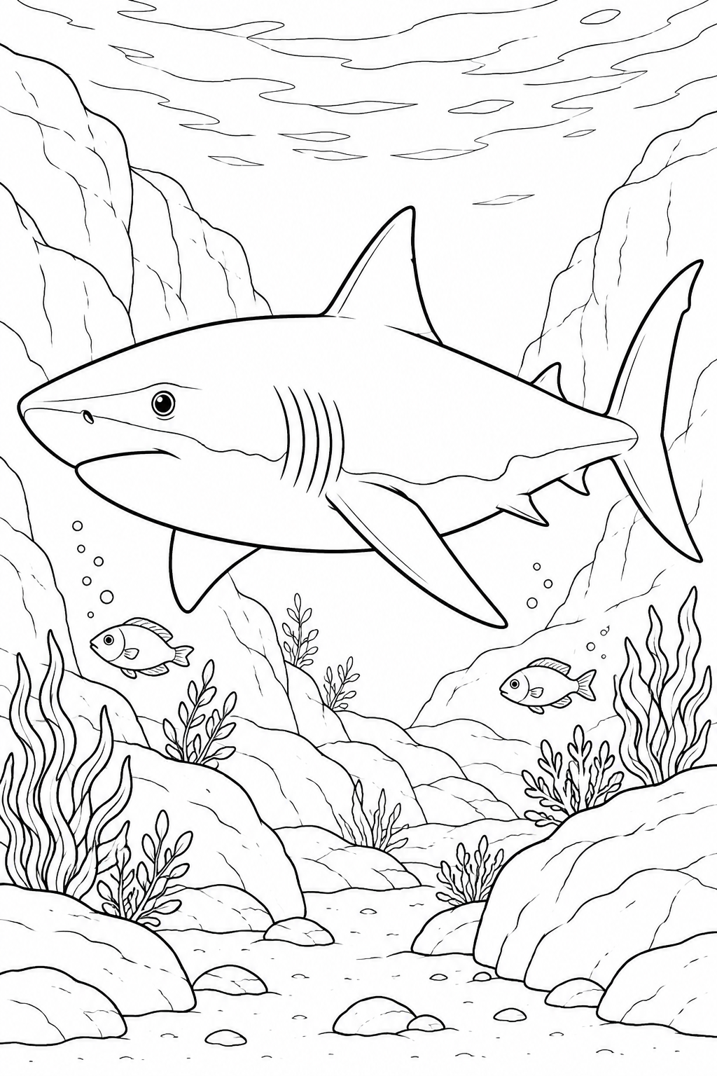 Great White Shark in the Rocky Cove