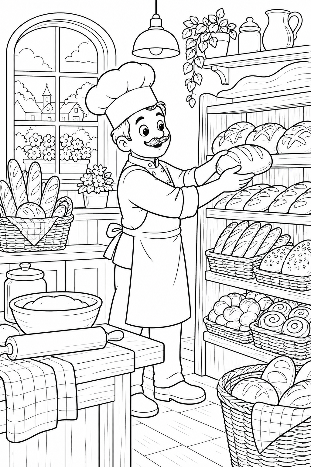Baker Arranging Bread