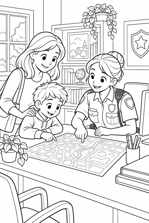 Police Officer Showing a Map