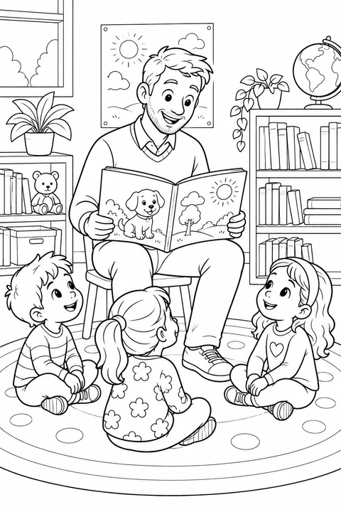 Teacher Reading to Children