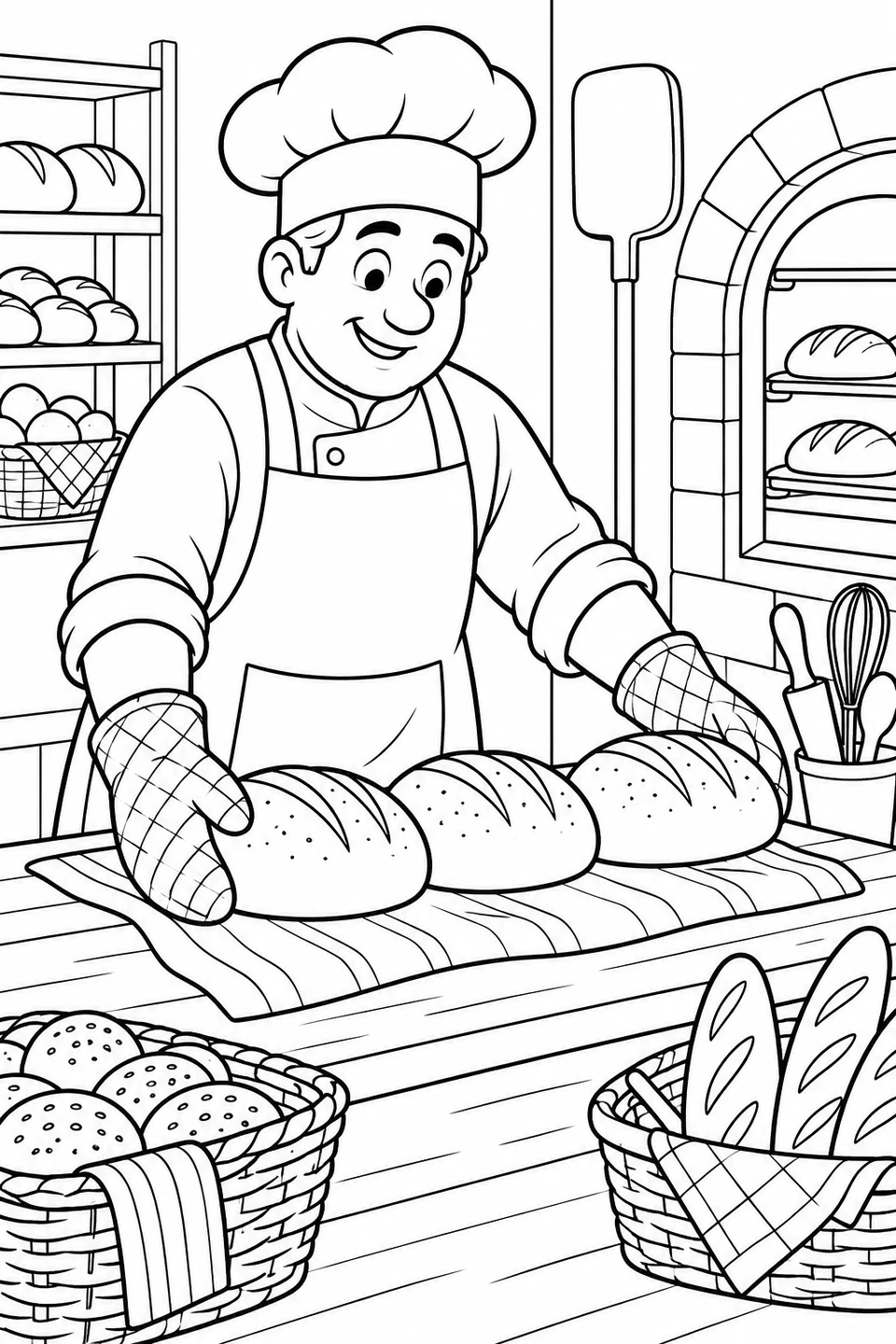 Un panadero trabajando