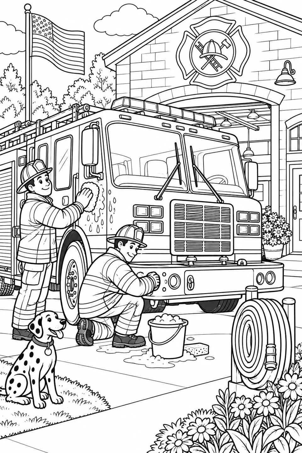 Firefighters Care for Their Engine