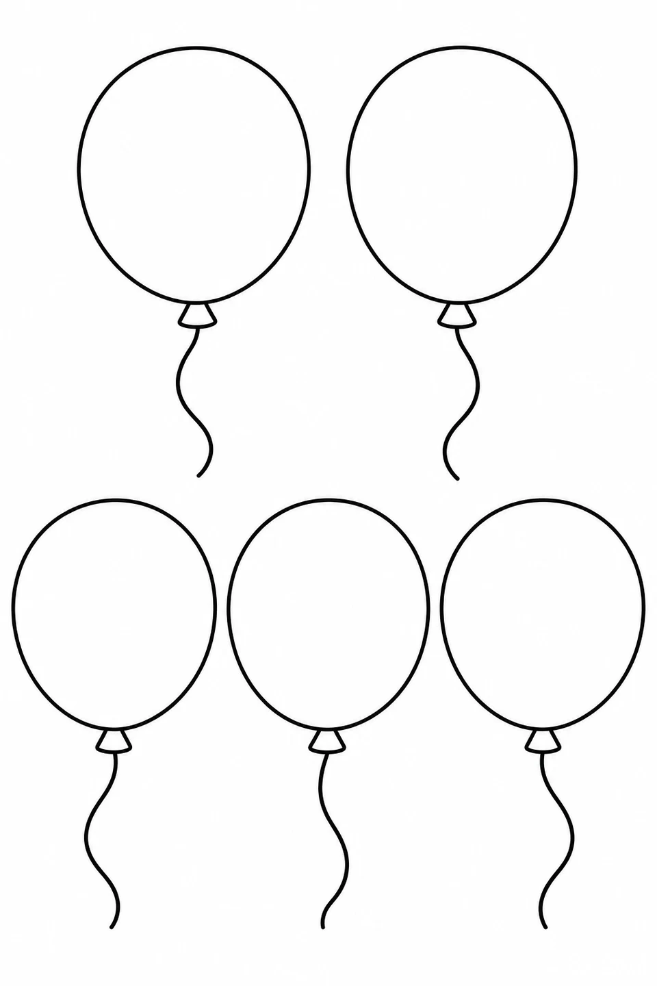 Count five balloons arranged in two rows.
