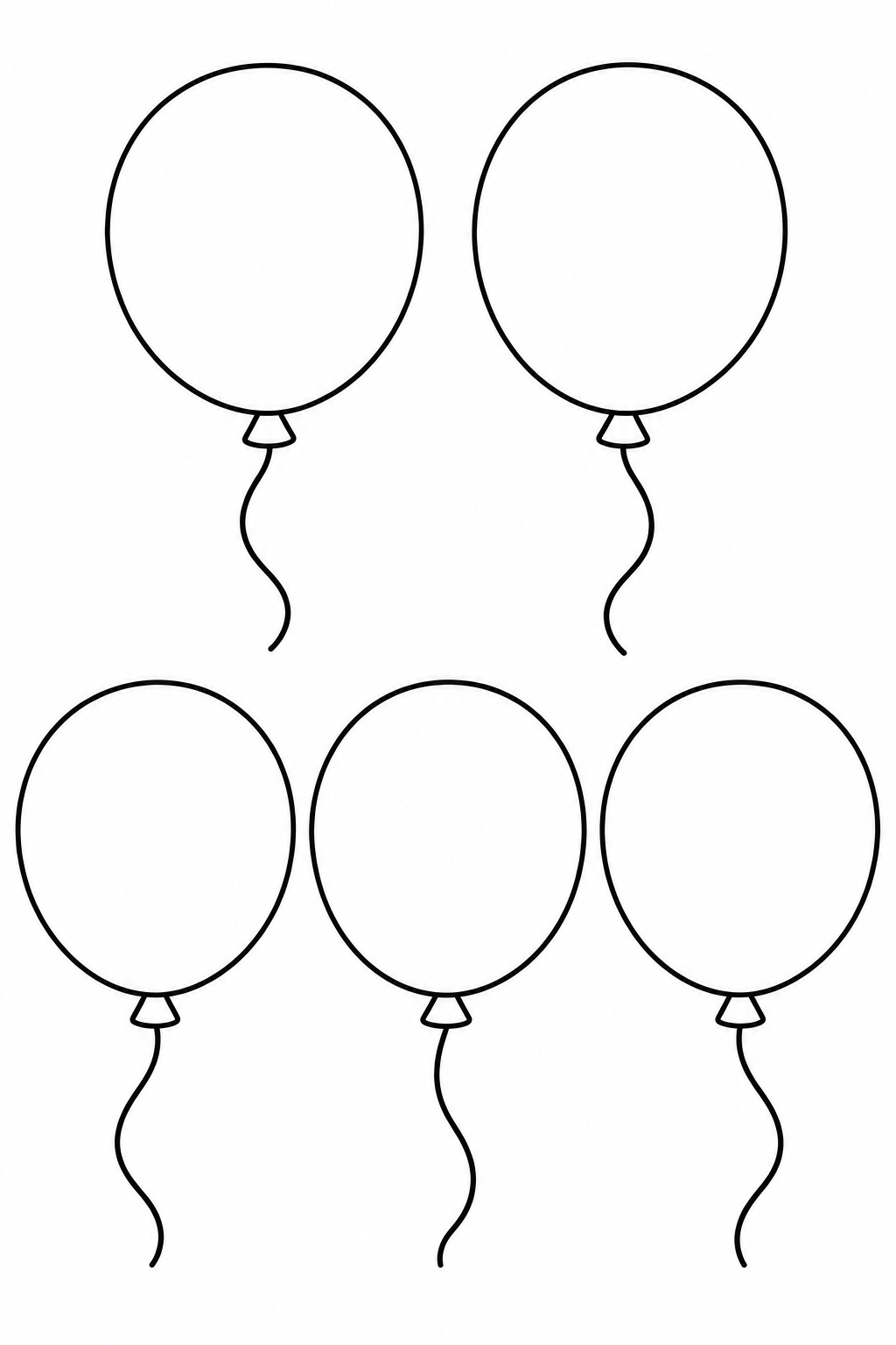 Count five balloons arranged in two rows.